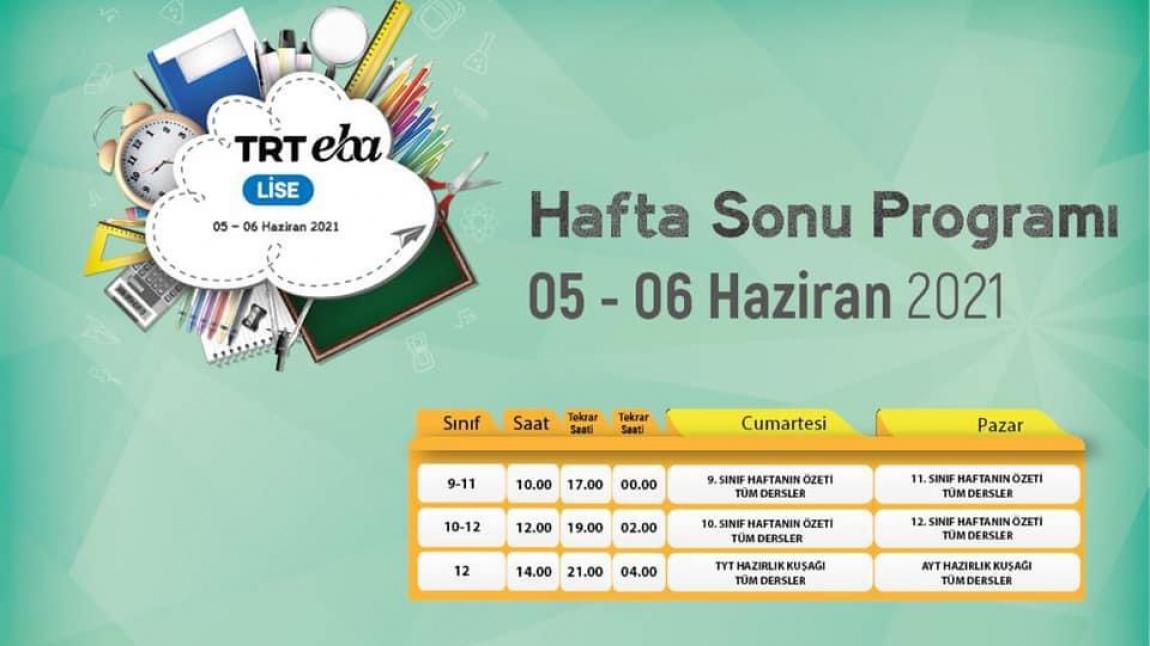 TRT EBA TV'DE HAFTA SONU  05-06 HAZİRAN 2021